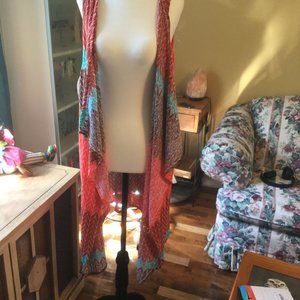 Open front longline waterfall front vest/ beach cover New size 3X